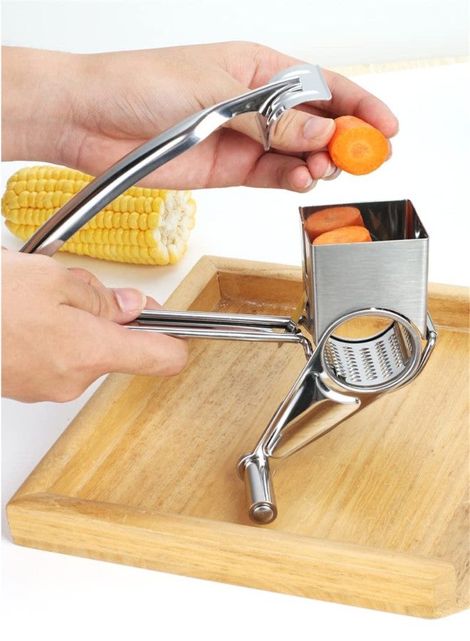 SEIWEI 1Pcs Cheese Grater Restaurant Cheese Grater - Handheld Rotary Cheese Grater - Cheese, Vegetable, Nut Grater - Steel Kitchen Shredder for Right- and Left-Handed Cooks - Image 4