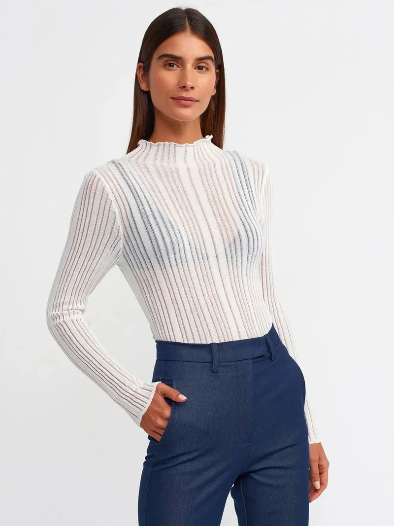 ديلفين Dilvin Slim Fit Ribbed Half-Turtleneck Sweater