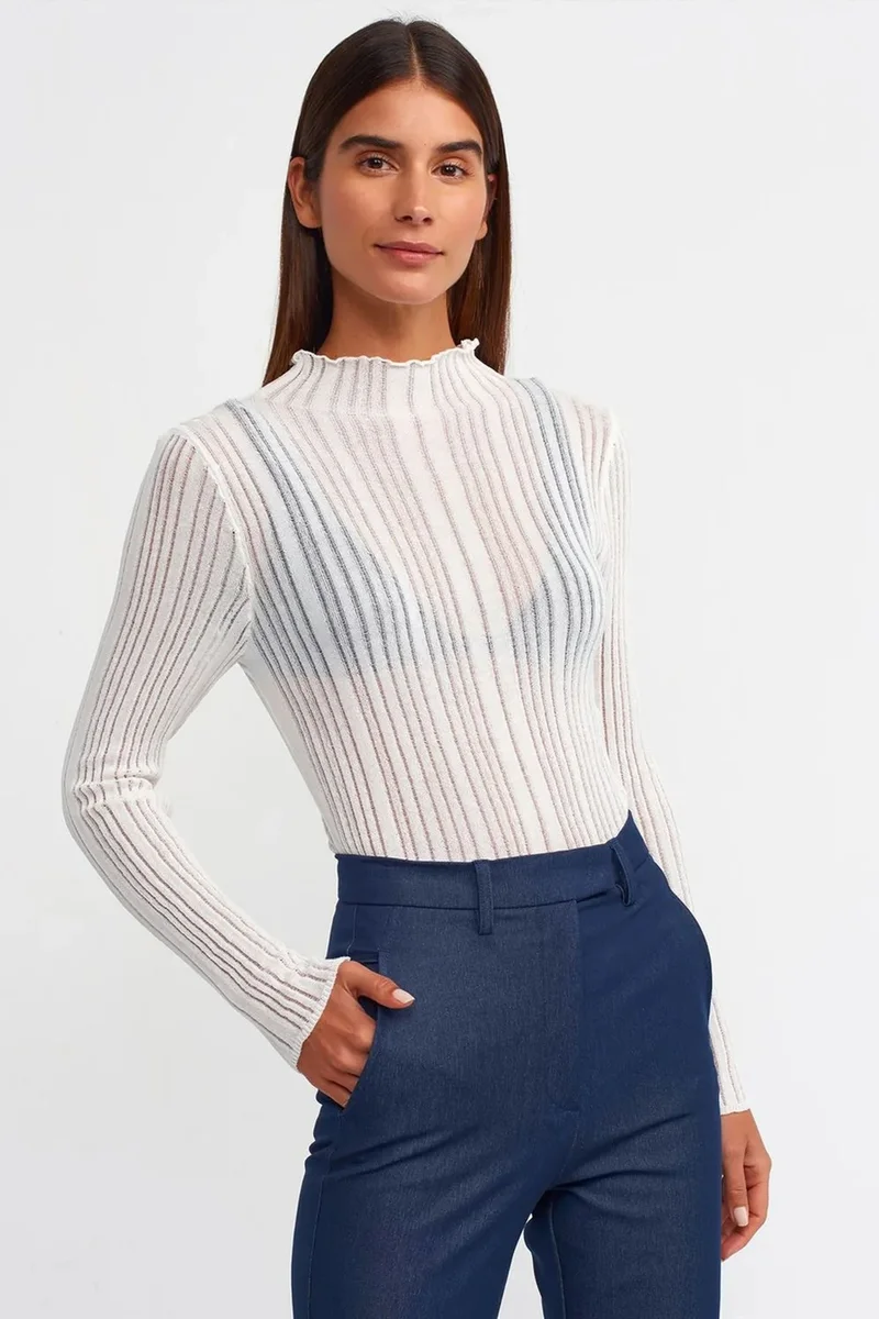 DILVIN Slim Fit Ribbed Half-Turtleneck Sweater