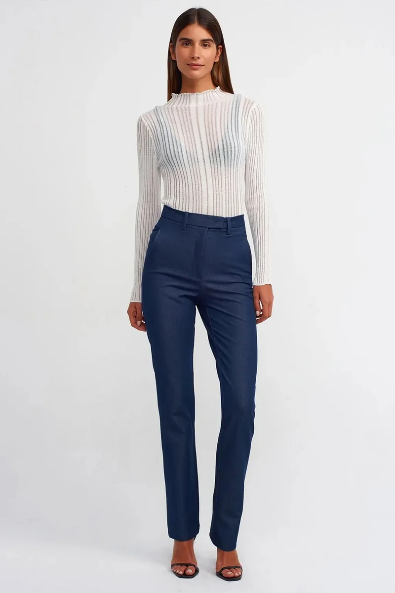 Dilvin White DILVIN Slim Fit Ribbed Half-Turtleneck Sweater for Women | Best Price UAE