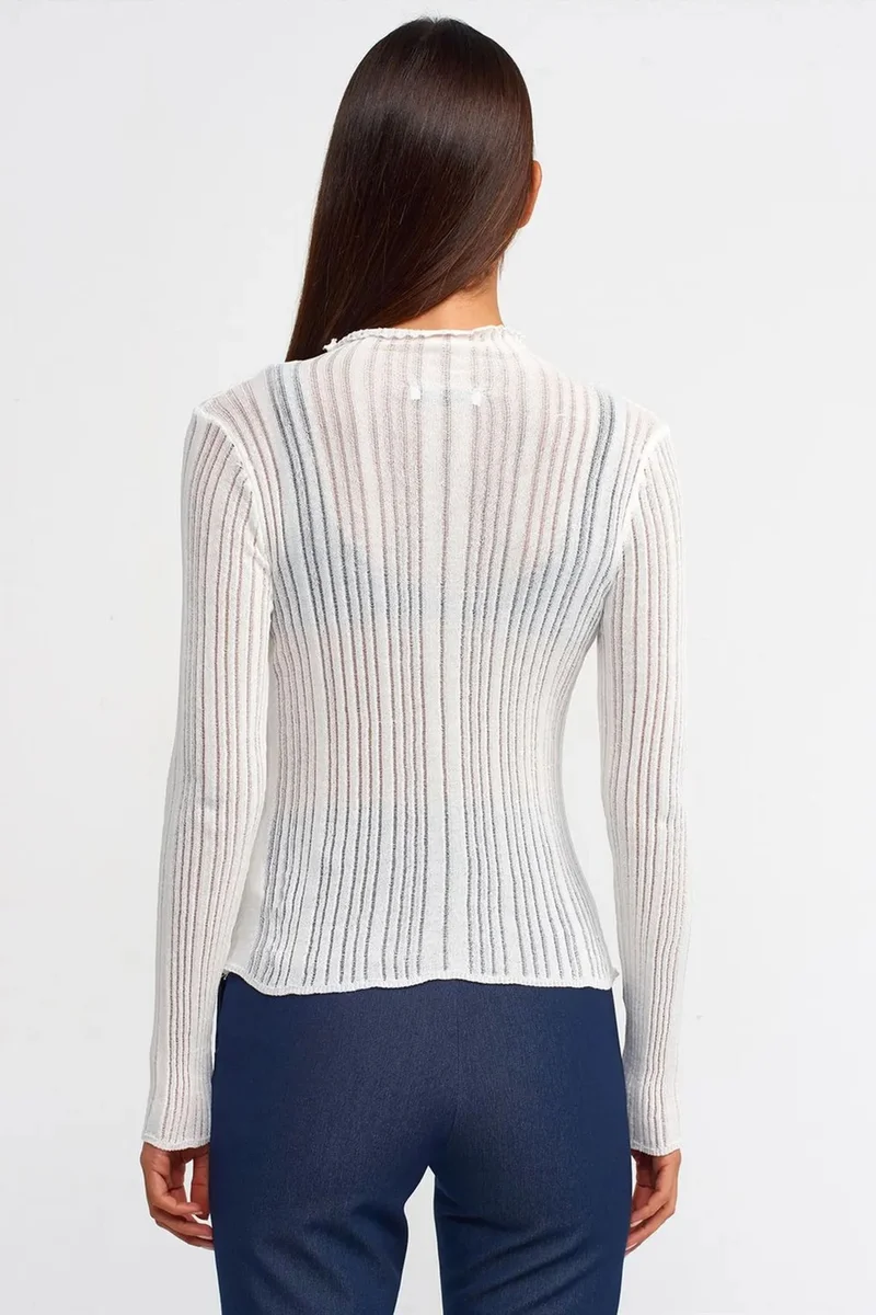Dilvin White DILVIN Slim Fit Ribbed Half-Turtleneck Sweater for Women | Best Price UAE