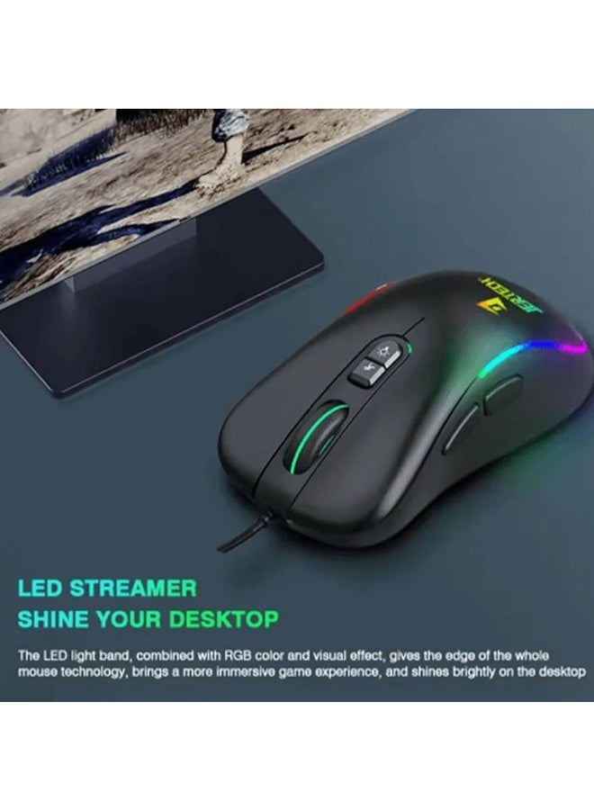 جيرتك ماوس ألعاب بإضاءة RGB – مستشعر بصري بدقة 3600 نقطة في البوصة (DPI)، اتصال سلكي عبر USB، 7 أزرار قابلة للبرمجة، تصميم مريح، وحدات ماكرو قابلة للتخصيص، سطح مانع للانزلاق، دقة عالية لألعاب الحاسوب (FPS وMMO). - Image 5