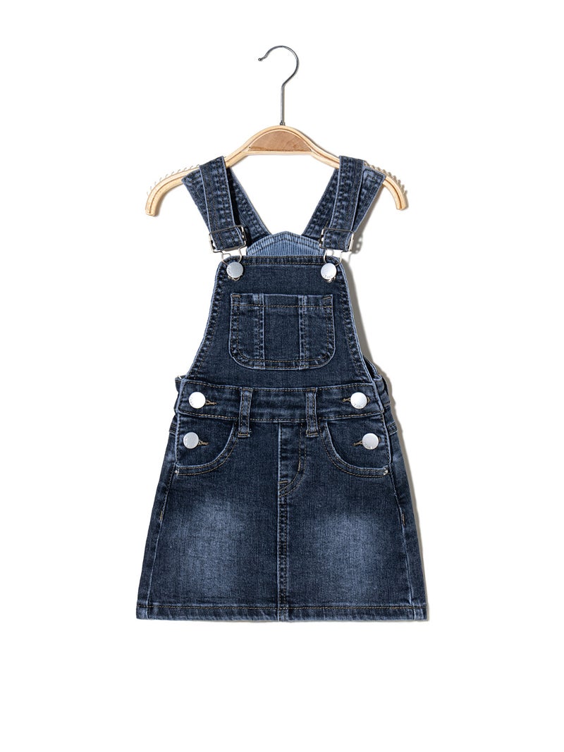 Children Straps Short Skirt 1-14 Years Old Denim Skirt Four Seasons Children'S Clothing Stretch Denim Straps - Image 1