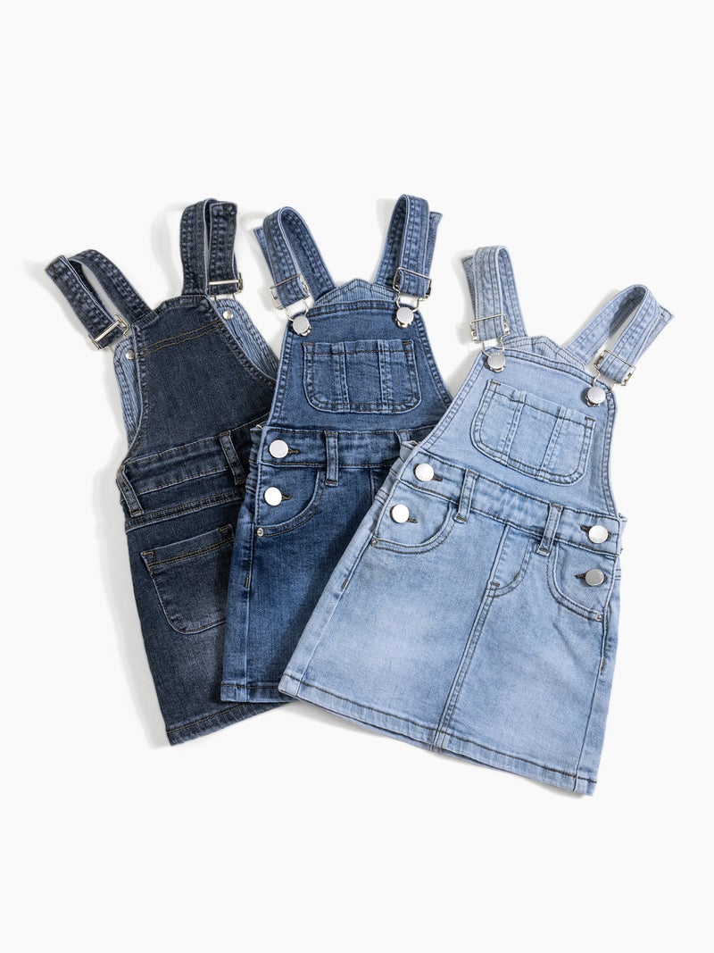 Children Straps Short Skirt 1-14 Years Old Denim Skirt Four Seasons Children'S Clothing Stretch Denim Straps - Image 2