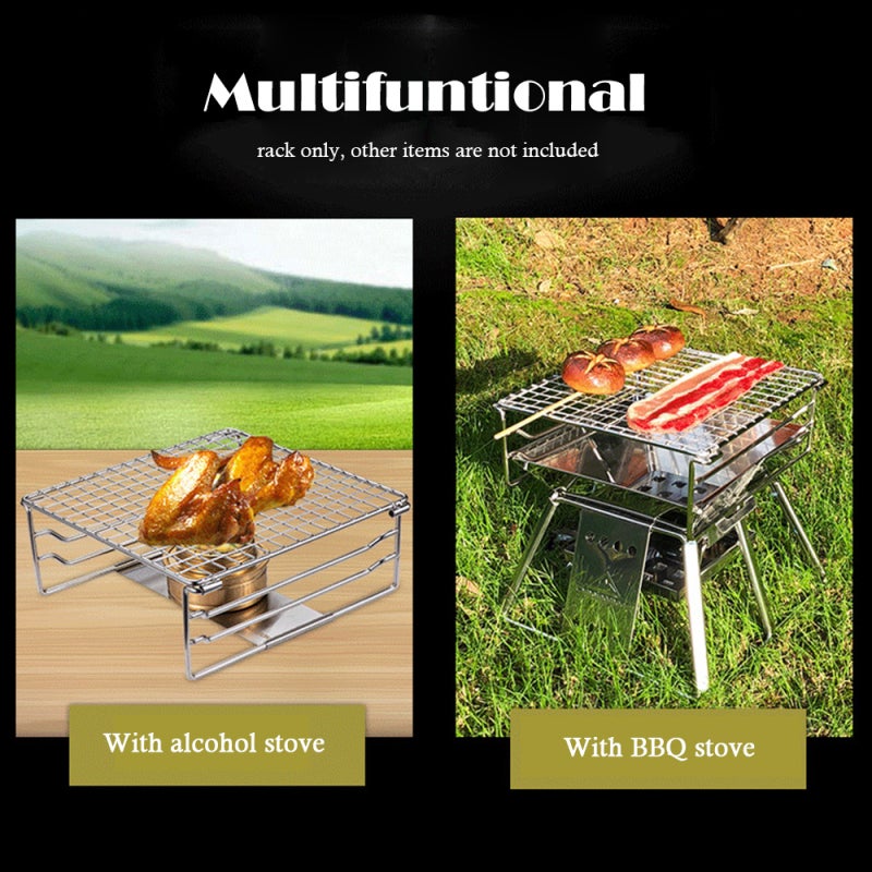 Campingmoon Portable Grill: 304 Stainless Steel Mesh, Even Heat Distribution, Foldable Design - Smooth Corner Border, Easy Cleaning Camping Gear for Outdoor Hiking Fishing Travel - Image 5
