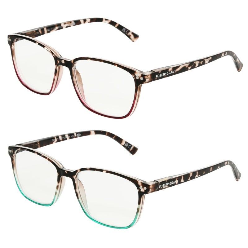 Foster Grant Womens Kendall 2Pack Square Reading Glasses TortoiseWine TortoiseTeal 42 mm 275 Diopters - Image 2