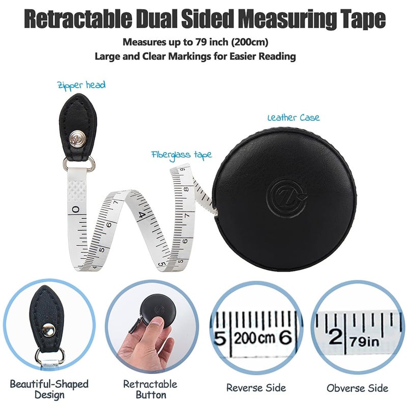 Z_جوده وثقه Tape Measure Body Measuring Tape 80inch/205cm Lock Pin Retract Tape Measure for Tailor Fitness Clothes Sewing Handcrafts Weight Loss Body Measurement - Image 2