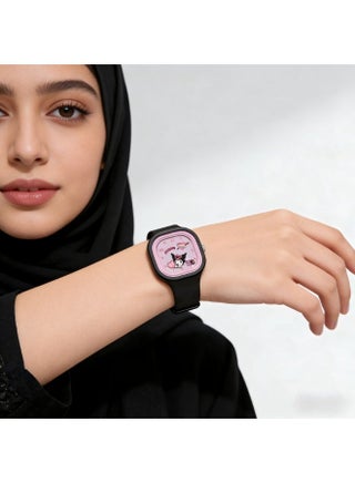 Black Square Cartoon Sanrio Kuromi Pattern Children's Watch Silicone Strap Suitable for All Ages Kids Gift Watches - view 5