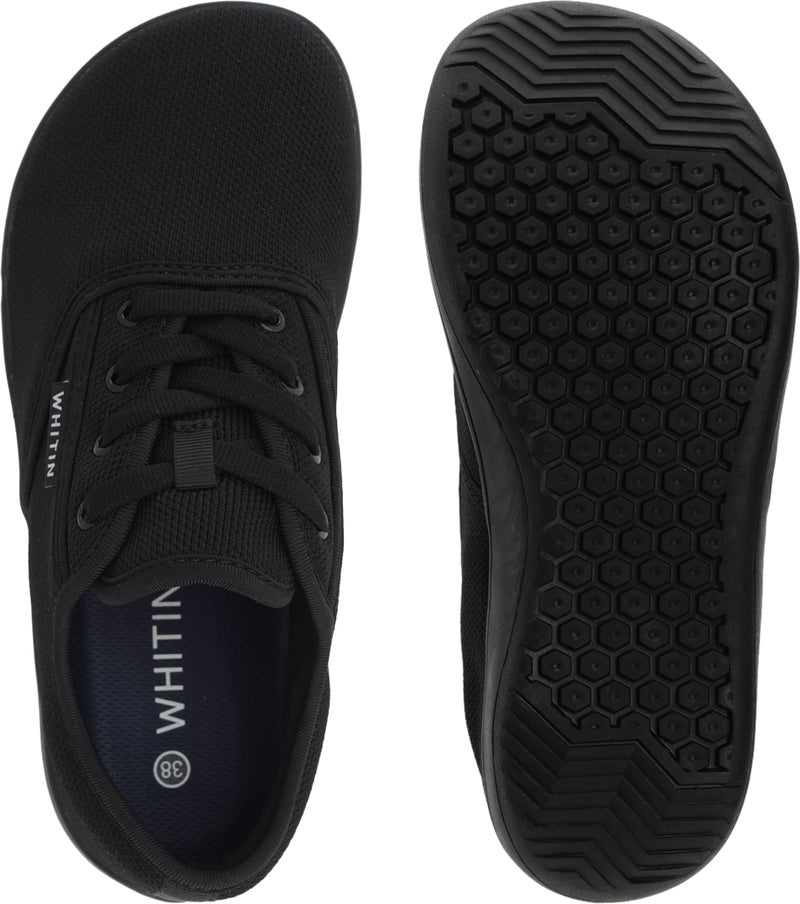 WHITIN Women's Knit Minimalist Barefoot Sneakers Wide Toe Box Zero Drop Sole Shoes Minimus Size 9 9W Tennis Trail Road Running Training Black 40 - Image 4