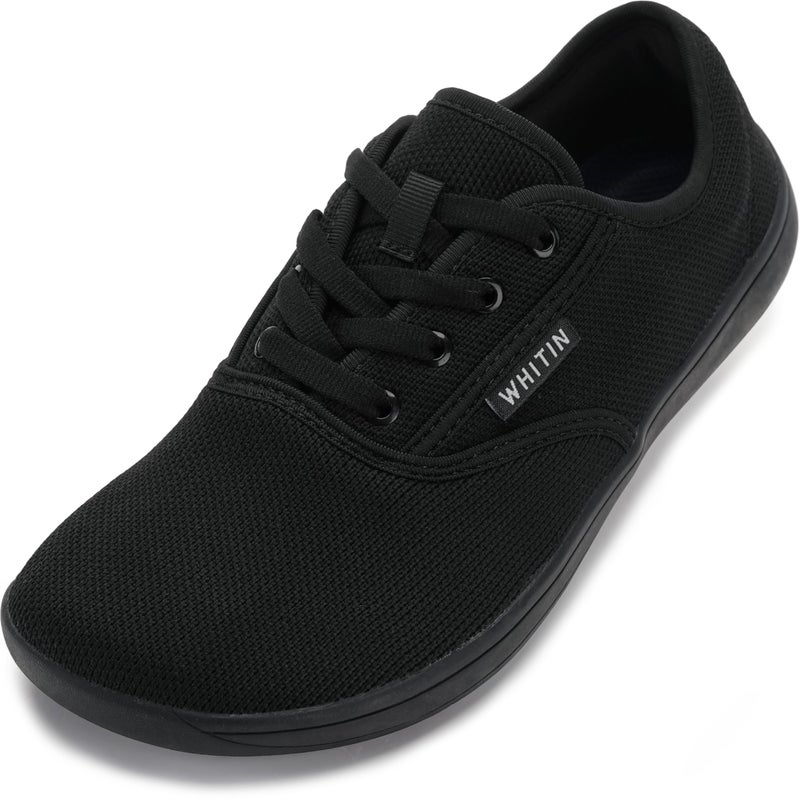 WHITIN Women's Knit Minimalist Barefoot Sneakers Wide Toe Box Zero Drop Sole Shoes Minimus Size 9 9W Tennis Trail Road Running Training Black 40 - Image 1