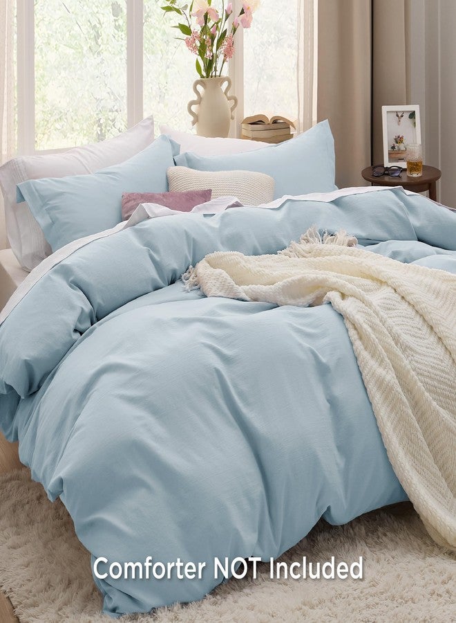 Bedsure Sky Blue Duvet Cover Twin/Twin XL Size - 2 Pieces Prewashed Cotton-Like Extra Soft Bedding Set, Includes 1 Twin Duvet Cover 68x90 Inches with Zipper Closure & 1 Pillow Sham, No Comforter - Image 2