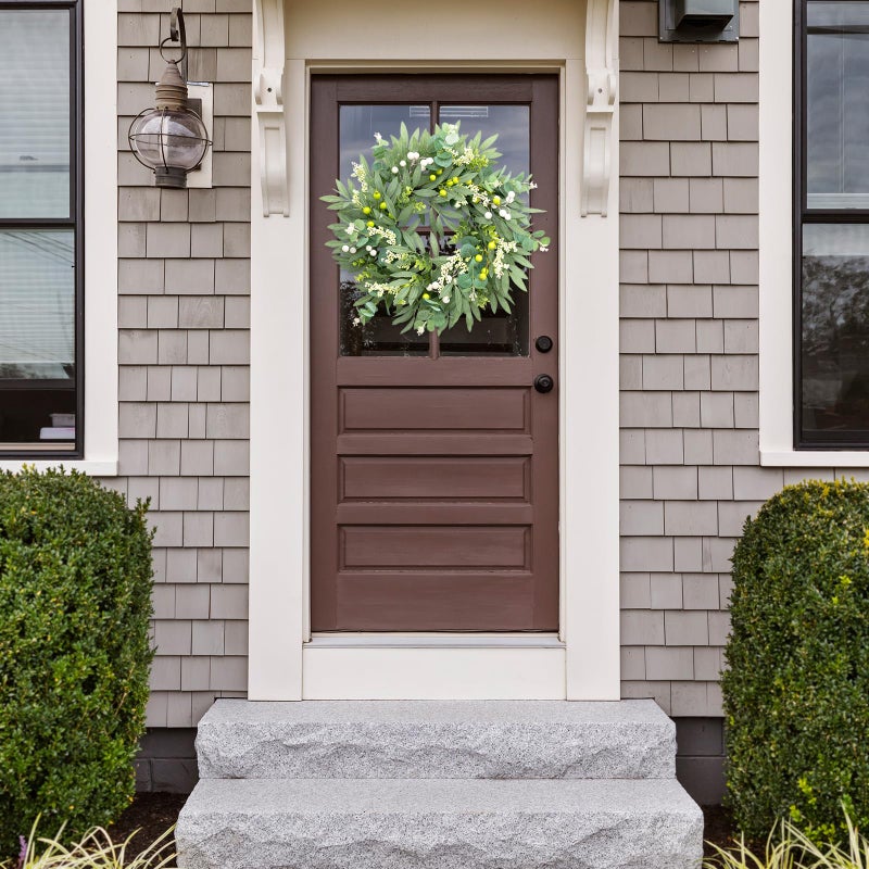 Gixie Home Eucalyptus Wreaths for Front Door Spring Summer Door Wreath with Olives Leaves, Mixed Berry for All Season Indoor Outdoor Farmhouse Home Porch Wall Window Festival Wedding Decor,20 Inch - Image 5