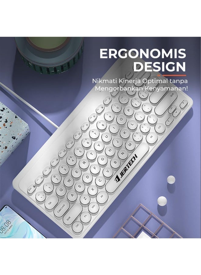 جيرتك لوحة مفاتيح سلكية صغيرة Jertech Sports DK500 – تصميم نحيف جدًا بـ 78 مفتاح وسائط متعددة، واجهة USB 2.0، أداء مستقر وجودة عالية، مثالية للمكتب والمنزل - Image 2