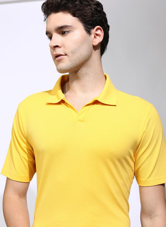 HIGHLANDER Solid Regular Fit Polo Neck T-Shirt - Image 1