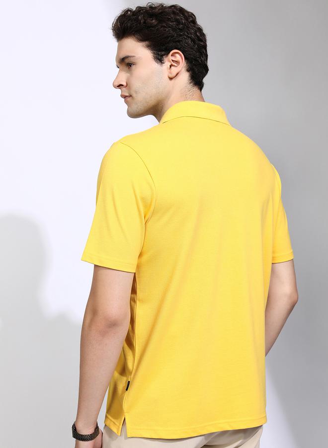 HIGHLANDER Solid Regular Fit Polo Neck T-Shirt - Image 3