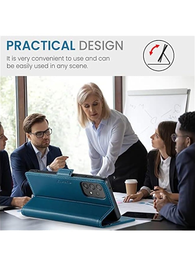 Blue RFID Blocking PU Leather Wallet Case for Samsung Galaxy A73 5G with Stand, Card Slots, and Magnetic Kickstand - Image 2