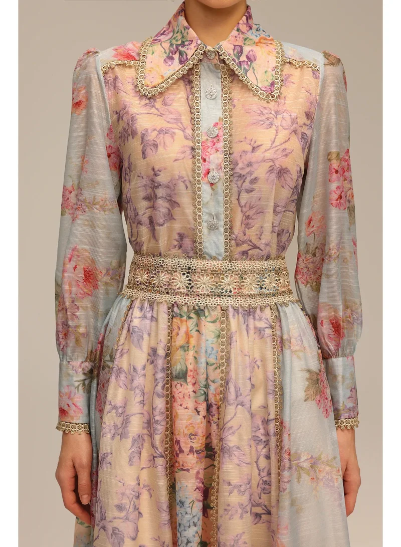 Bella Barnett  Ruby Long Sleeve Floral Printed Lace Top And Skirt Two-Piece Set for Women | Best Price UAE