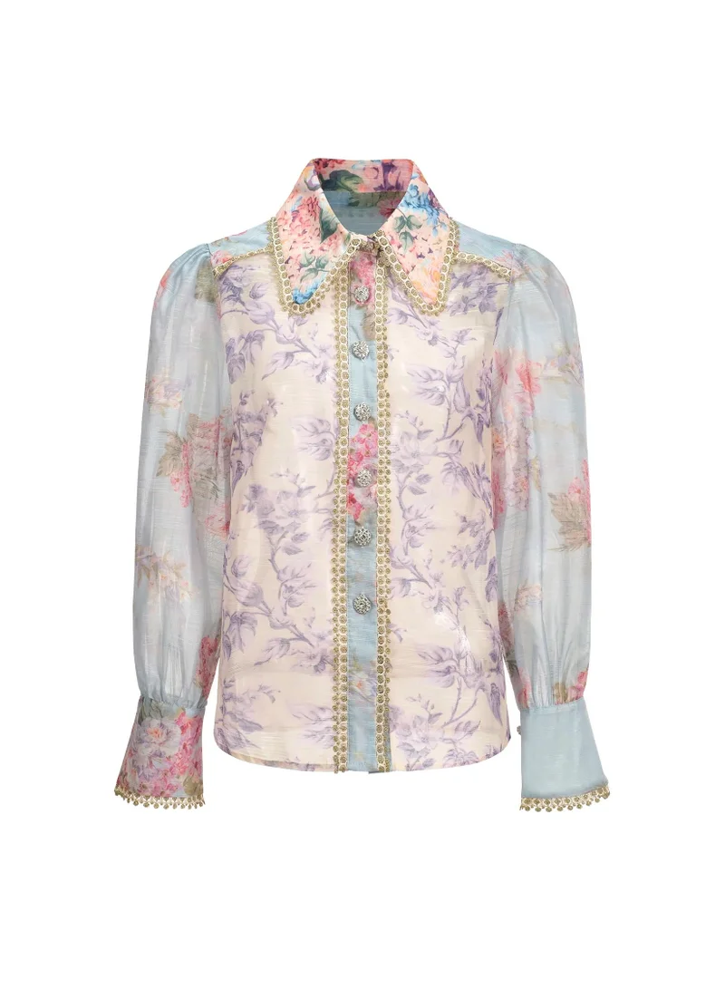 Bella Barnett  Ruby Long Sleeve Floral Printed Lace Top And Skirt Two-Piece Set for Women | Best Price UAE