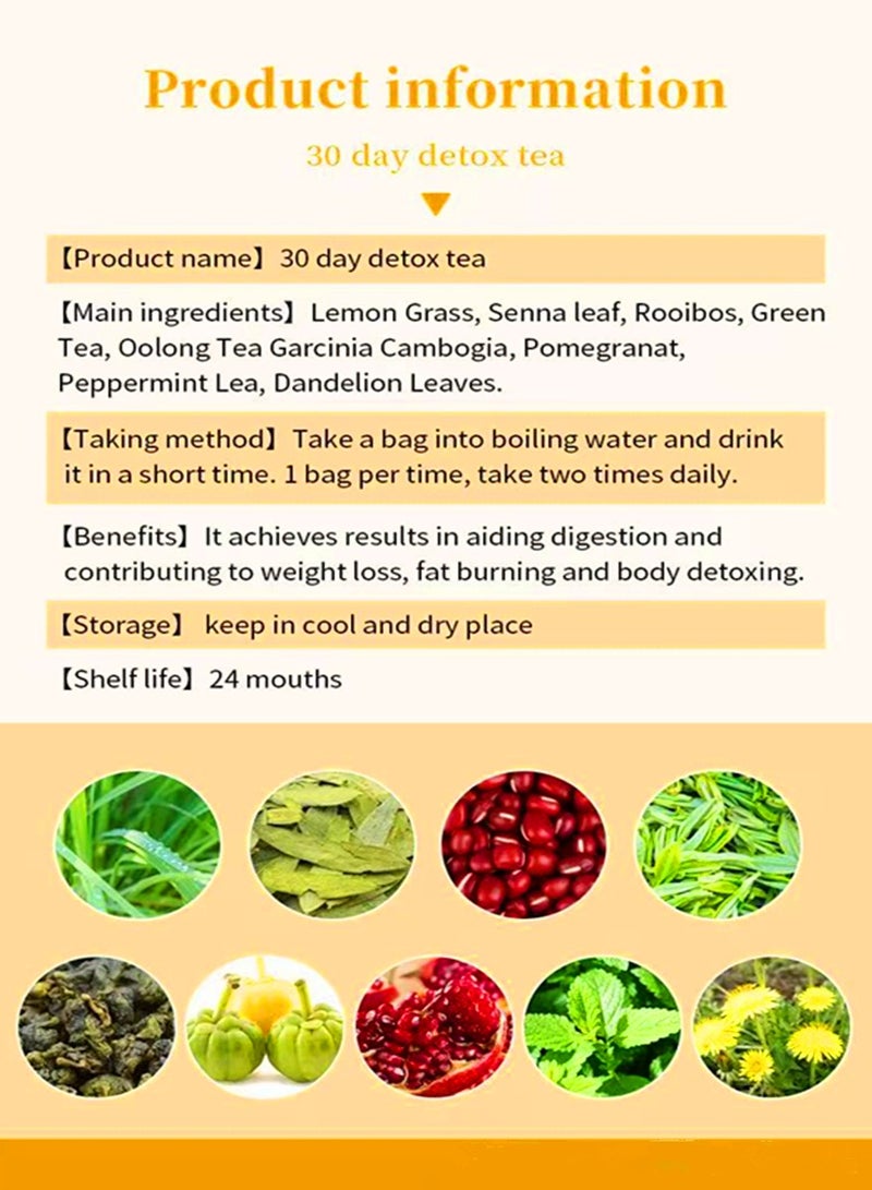 Wins Town 30 Day Detox Tea Bags, Organic Weight Loss Tea, Promotes Fat Digestion and Absorption, Aids Bowel Movement, Support Healthy Digestive and Metabolism, Reduces Accumulation of Abdominal Fat - Image 3