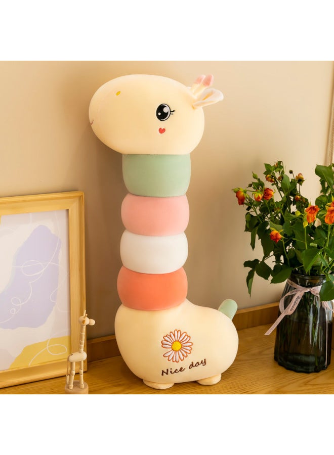 Giraffe Caterpillar Plush Toy Children's Girl's Gift Cute Doll Rag Doll Sleeping Pillow Large Size-Color:Giraffe-Height:100cm（1.4） - Image 1