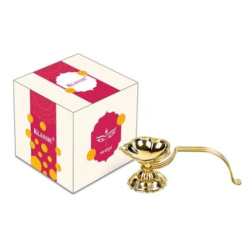 Klassic Brass Aarti Diya with Long Handle | 5.5 Inch Length & 1.5 Inch Height | Traditional Deepak for Mandir, Diwali, Navratri & Home Temple Decor | Pack of 1 - Image 3