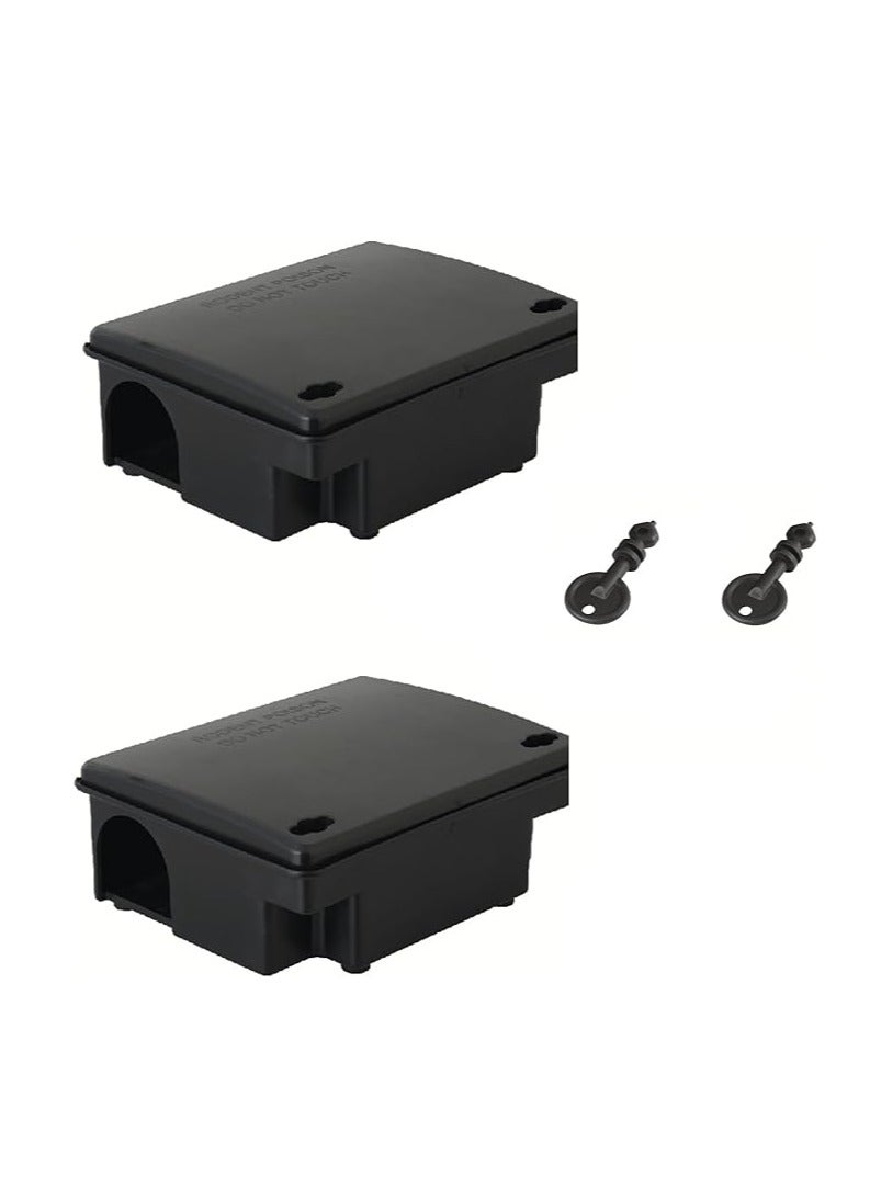 Generic Rat Bait Station 2 Pack - Rodent Bait Box with Dual Keys - Eliminates Rats Fast. Children and Pet Safe Indoor Outdoor (2 Pack) 