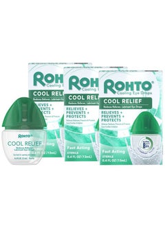 Rohto Cool Relief, Redness Reliever Lubricant Eye Drops, Relieves Redness, Prevents and Protects Further Irritation, Cools and Soothes Red, Dry, Itchy Eyes, Fast-Acting Formula, 0.4 fl oz (Pack of 3)  - Image 1