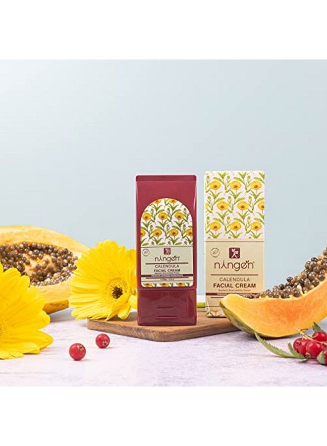 Calendula Facial Cream I Enriched With Bearberis Rosa Cantifolia & Papaya I Dermatologically Tested Paraben Free I For Brighter Fuller And Softer Skin I 100G