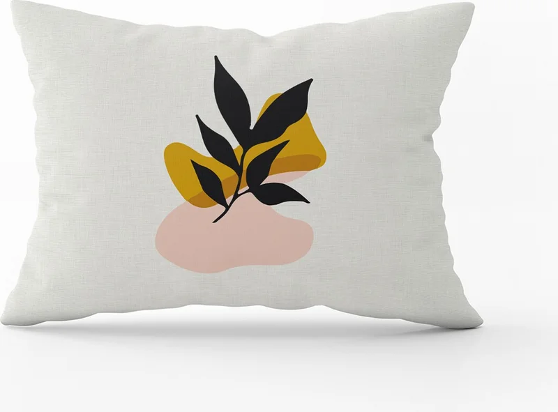 Cango Home Yellow Black Modern Bohemian Leaf Patterned Digital Printed Throw Pillow Pillow Case CGH637-3550 Double Sided Printed