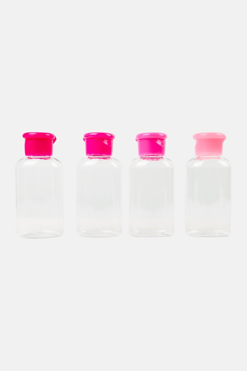 Miamica 4 Pcs Travel Bottle With Pouch Set 89 ml, Pink  - Image 2