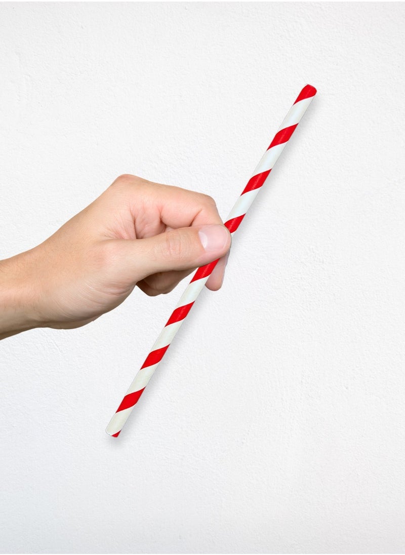 YASHTECH 8mm Red Stripe Paper Straw Individually Wrapped Pack of 500  - Image 2