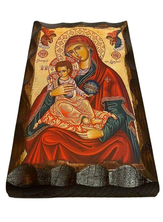 Mastic of Chios أيقونة مسيحية أرثوذكسية يونانية للسيدة العذراء، حلاوة الملائكة، مصنوعة يدوياً من الخشب الصلب (16 × 12 سم أو 6.3 × 4.7 بوصة) - Image 3