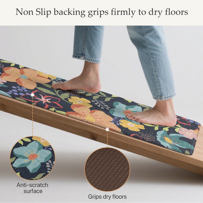 GENIMO Kitchen Mats for Floor 2PCS, Cushioned Kitchen Rugs Non Slip Washable, Farmhouse Anti Fatigue Mat Waterproof, Comfort Standing Mat Rug for Office, Home, Laundry, 17.3"x47"+17.3"x30", LightBlack - Image 4