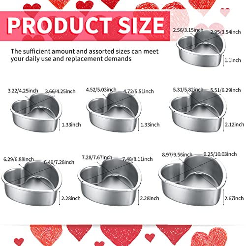 Sieral 7 Pcs Aluminum Heart Shaped Cake Pans Set 3/4/ 5/6/ 8/10 Inch DIY Nonstick Baking Pan with Removable Bottom Cake Dessert Baking Mould Supplies - Image 2