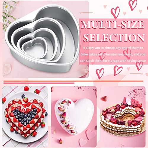 Sieral 7 Pcs Aluminum Heart Shaped Cake Pans Set 3/4/ 5/6/ 8/10 Inch DIY Nonstick Baking Pan with Removable Bottom Cake Dessert Baking Mould Supplies - Image 5
