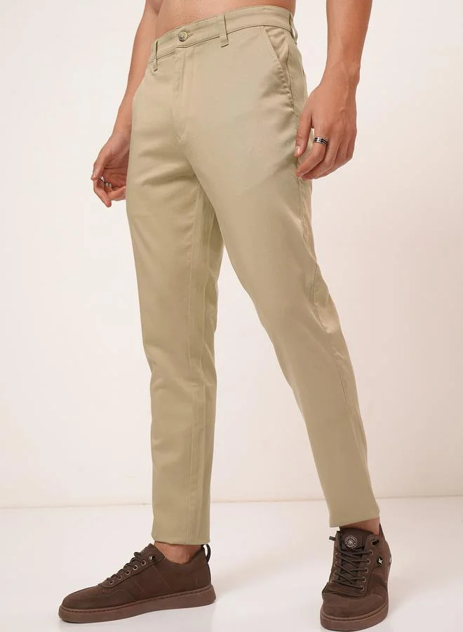 HIGHLANDER Mid Rise Regular Fit Chino Trousers by Styli