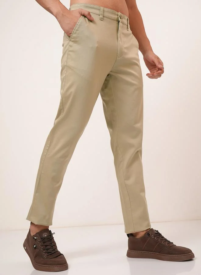 HIGHLANDER Mid Rise Regular Fit Chino Trousers by Styli