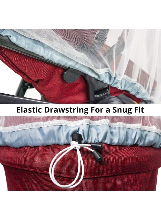 Universal Backpackers Baby Mosquito Net for Prams, Carry Seat and Bassinet - Elastic Cord for a Secure Fit - Mosquito Net Children for Joggers, Car Seat and Pack N Play - 1000 Mesh Insect Protection Pram - Image 2