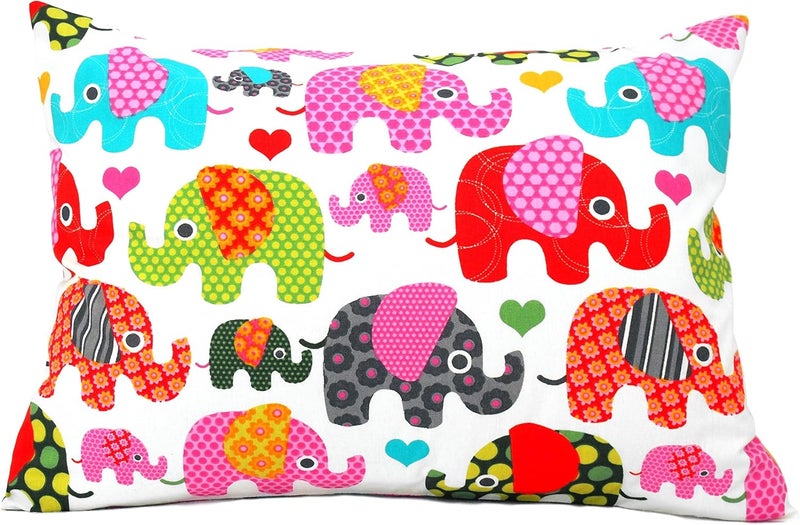 Comfy Turtles Multicolored Elephant Toddler Pillowcase 13 x 18 - Elephant Toddler Pillowcase Cotton, Animal Toddler Travel Pillow Case, Crib Pillow Case - Image 1