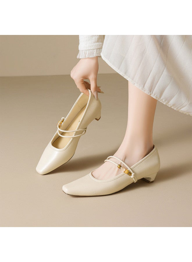 RED DRAGONFLY Years Women's Shoes French Retro Square Toe Mary Jane Shoes Versatile Low-cut Flats - Image 3