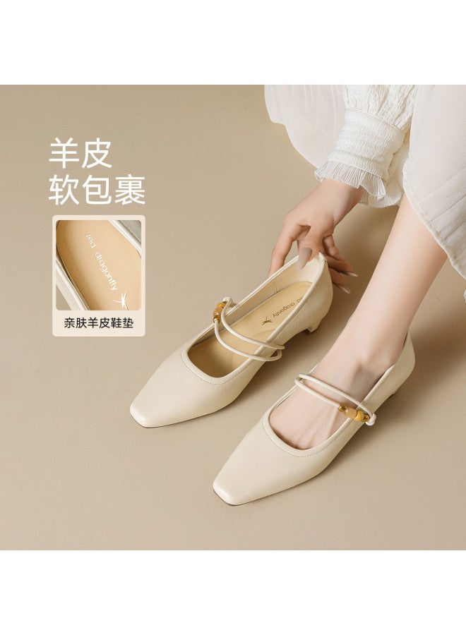 RED DRAGONFLY Years Women's Shoes French Retro Square Toe Mary Jane Shoes Versatile Low-cut Flats - Image 4