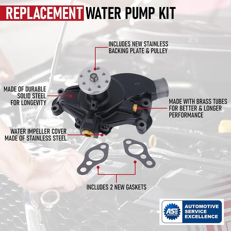 AA Ignition Water Circulating Pump Kit - Fits Mercruiser, Stern Drive & Volvo Penta, 1968-1998 OMC,Chrysler & Indmar - Inboard 4.3, 5.0, 5.7L V6/V8 Boat Engines - 8M0113734, 18-3599-2, 15201, 9-42606, 8503991 - Image 4