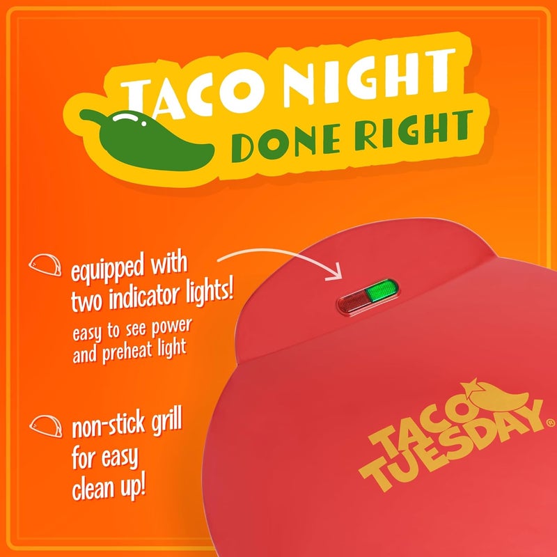 Nostalgia Taco Tuesday Deluxe 8-Inch 6-Wedge Electric Quesadilla Maker with Extra Stuffing Latch, Red - Image 4