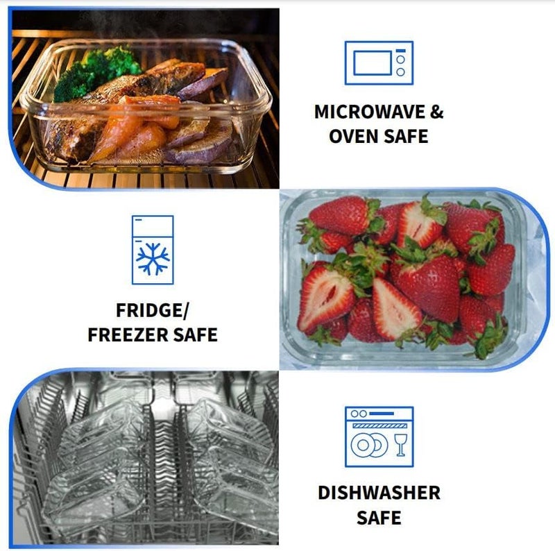 DE Glass Food Storage Containers with Bamboo Lids (3 Pack  51 Ounce) Eco Friendly Meal Prep Containers Reusable - Airtight  Plastic Free  BPA Free - Image 3