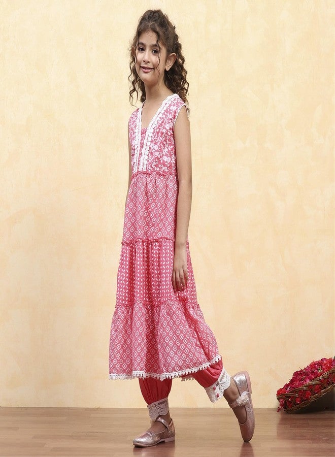BIBA Girl's Cotton Kurta Set (KW5168ESS25PNK - Image 3