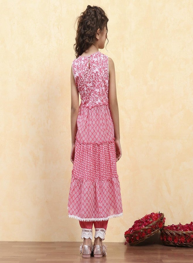 BIBA Girl's Cotton Kurta Set (KW5168ESS25PNK - Image 5