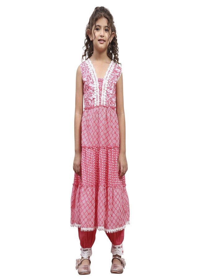 BIBA Girl's Cotton Kurta Set (KW5168ESS25PNK - Image 1