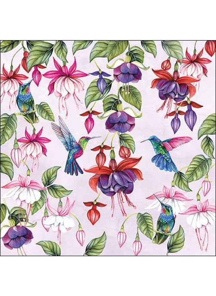 DCAD Crafts DCAD Decoupage Tissue Paper Napkin Floral tissue Fuchsia Pack of 20 Same Design Size 33 cm X 33 cm 