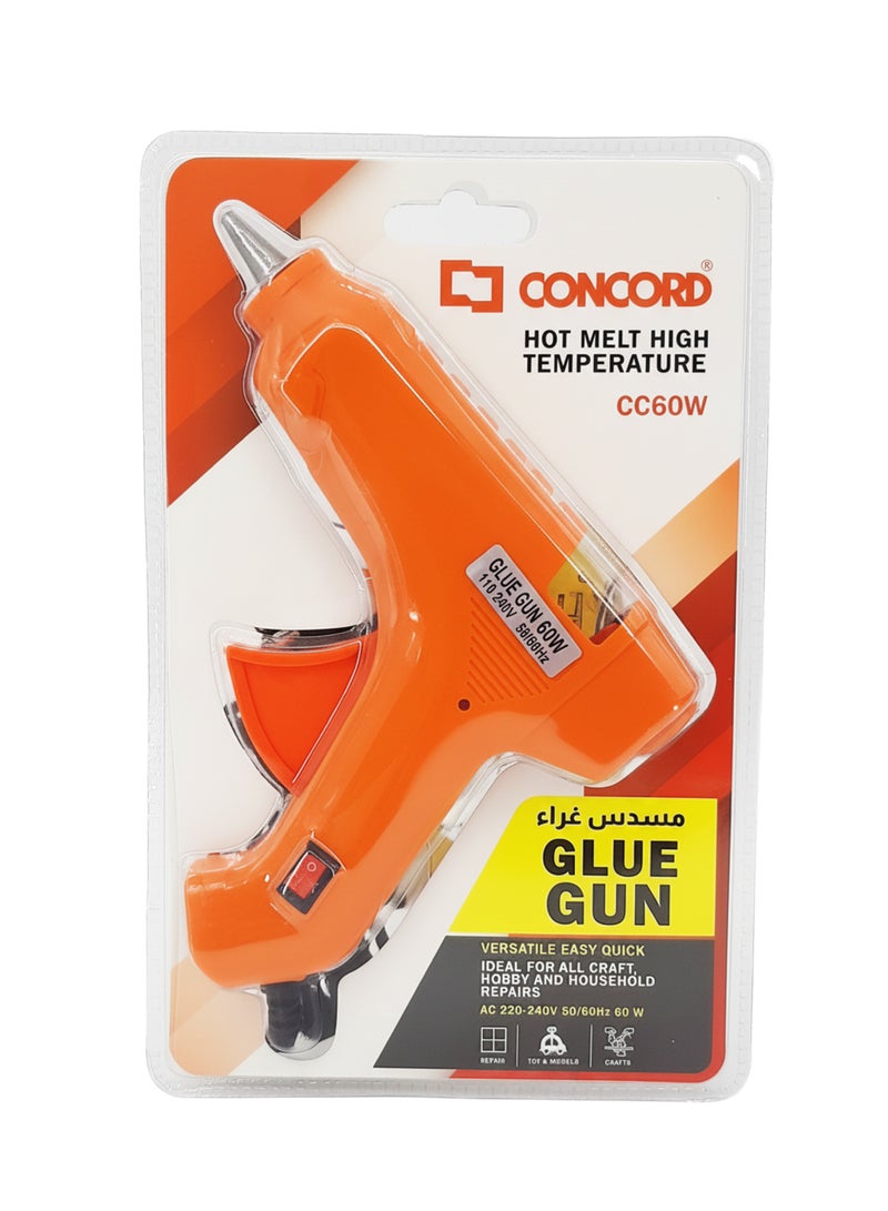 كونكورد مسدس غراء كهربائي 60 واط، درجة حرارة عالية، أداة لاصقة متعددة الاستخدام - برتقالي - Image 1