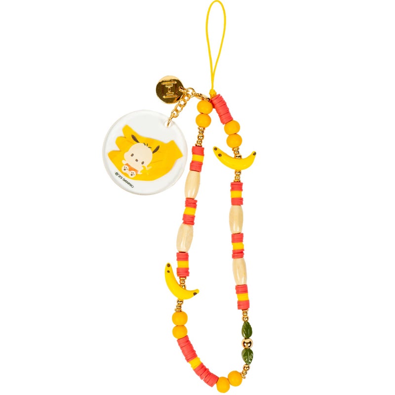 iFace Hello Kitty and Friends Beaded Wristlet Universal Phone Charm Strap - Cute Wrist Chain Lanyard Aesthetic Decor Strap for Cell Phone Camera Keys AirPods Keychains â€“ Pochacco (Banana) - Image 1